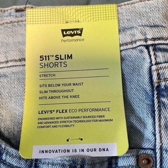 NEW Levi’s Men 511 Slim Jean Shorts 40 Light Wash Blue Distressed Stretch - Picture 9 of 16